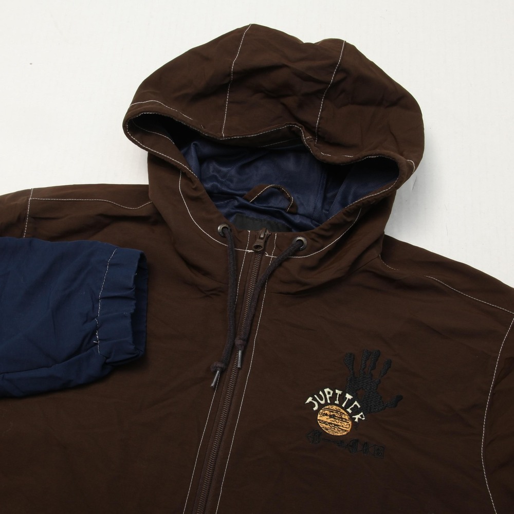 Vans Jacket Mens Medium Brown Blue Jupiter Hooded Nylon Anorak Windbreaker